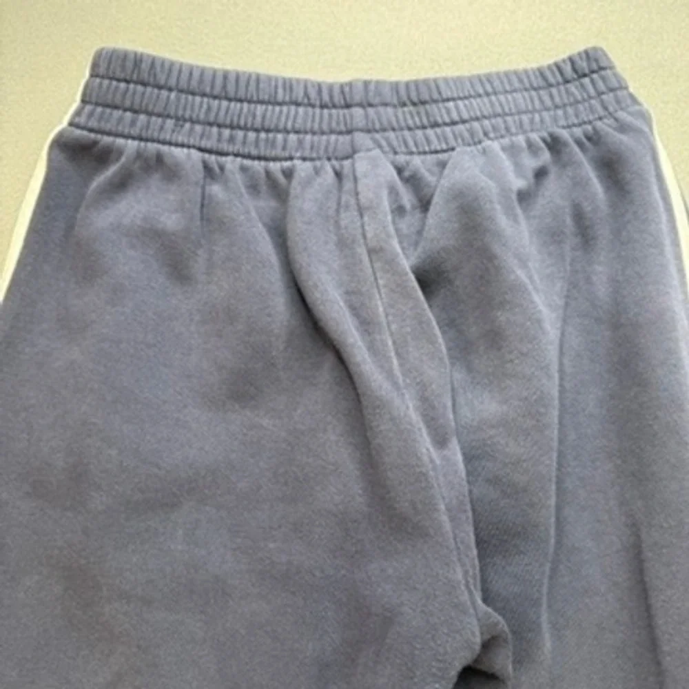 Adidas 3 Stripe Sweatpants Joggers Tapered Small Navy Blue White Fleece Mens